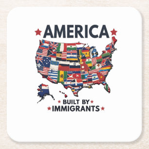 American Builed by Immigrations Patriotic American Rechteckiger Pappuntersetzer