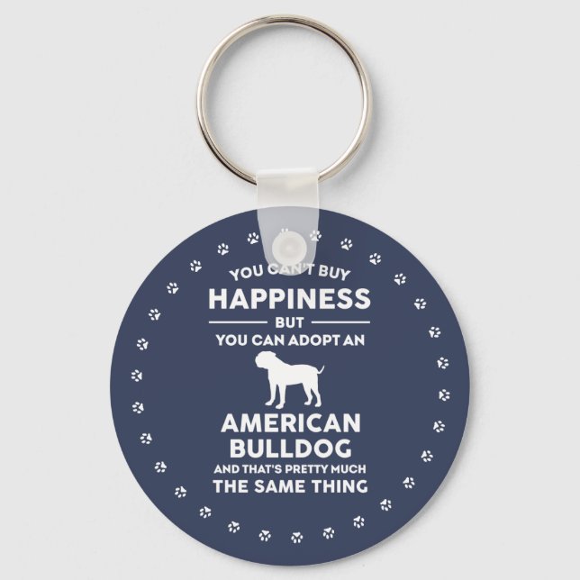 American Bulldog Adoption glücklich Schlüsselanhänger (Vorderseite)