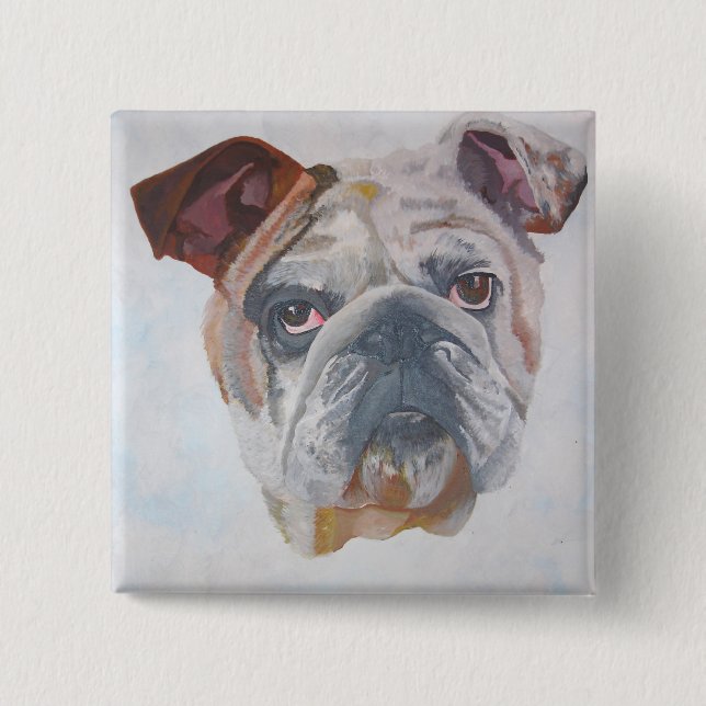American Bulldog Artistic Pet Portrait Button (Vorderseite)