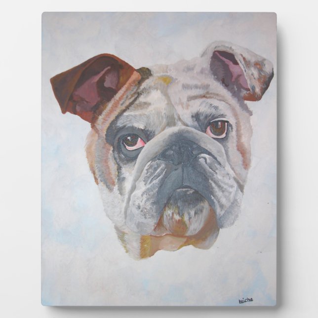 American Bulldog Artistic Pet Portrait Fotoplatte (Vorderseite)