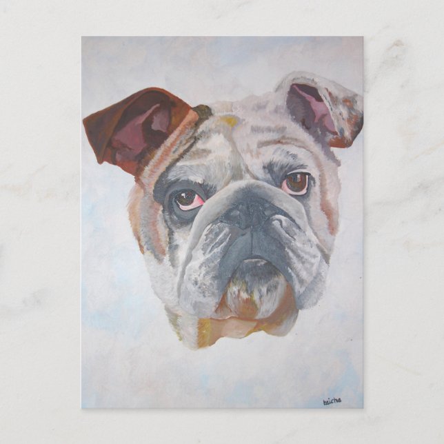 American Bulldog Artistic Pet Portrait Postkarte (Vorderseite)