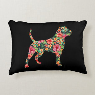 American Bulldog Blume Hund Silhouette Blumengesch Dekokissen