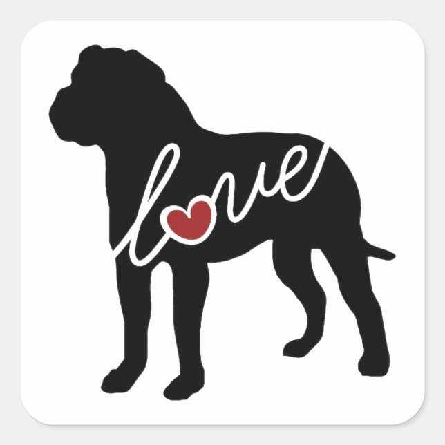 American Bulldog (Bully) Liebe Quadratischer Aufkleber (Vorderseite)