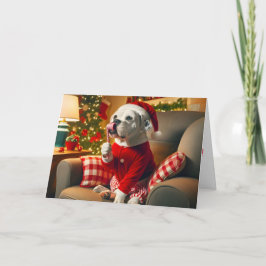 American Bulldog mit Candy Cane Card Feiertagskarte