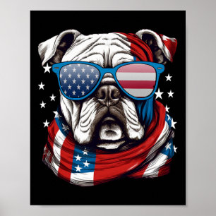 American Bulldog Patriotic 4. Juli Hundeliebhaber Poster