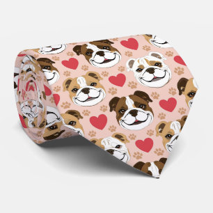 American Bulldog Valentine-Hearts-Muster Hunde Lie Krawatte