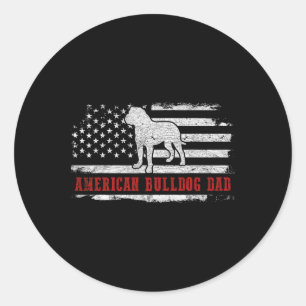 American Bulldog Vater beängstigend American Flag  Runder Aufkleber