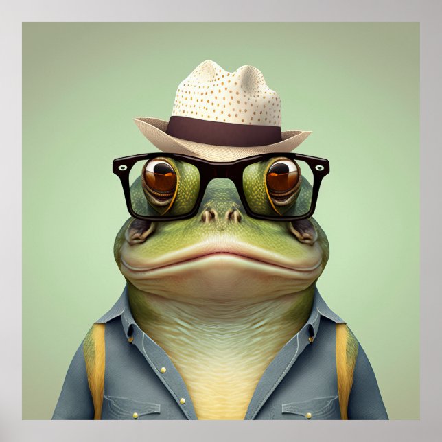 American Bullfrog Hipster Poster (Vorne)