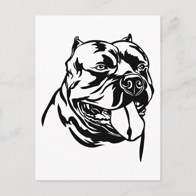 American Bully Dog, Black Silhouette Hoody Postkarte (Vorderseite)