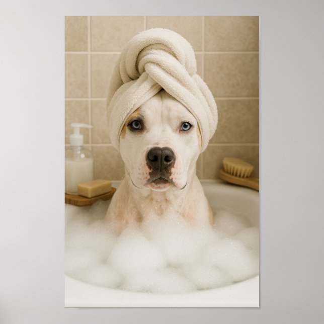 american bully dog cute funny bathroom decor poster (Vorne)