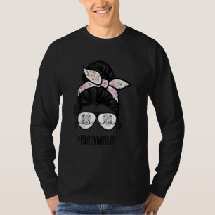 American Bully Mama Messy Bun Hair Glasses Bully M T-Shirt