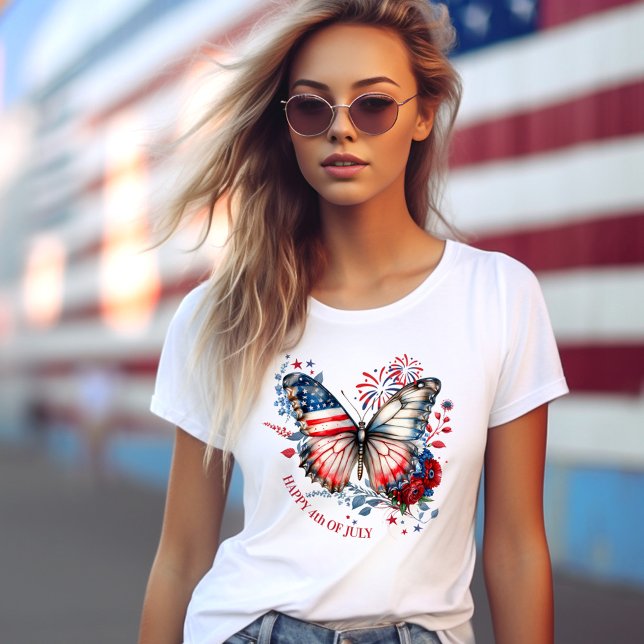 American Butterfly 4. Juli Name Text Patriotic T-Shirt (American Butterfly 4th of July Name Text Patriotic T-Shirt)