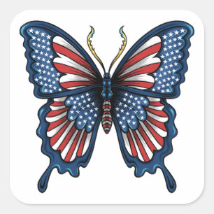 American Butterfly T - Shirt Quadratischer Aufkleber