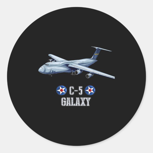 American C-5 Galaxy Military Transrt Aircraft  Runder Aufkleber (Vorderseite)