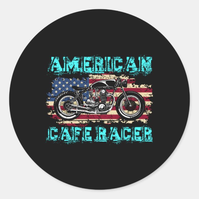 American Café Racer Biker Ns Runder Aufkleber (Vorderseite)