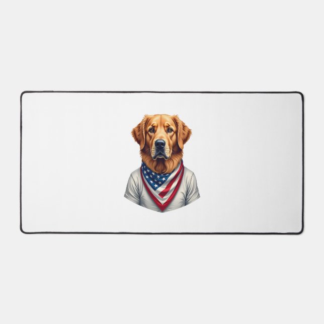 American Canine Golden Retriever Vintage Tee Schreibtischunterlage (Vorderseite)