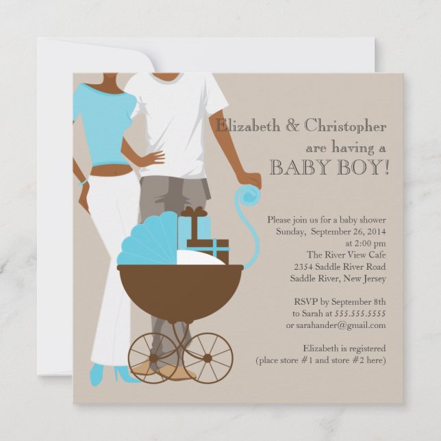 American Carriage Couple Babydusche Einladung (Vorderseite)