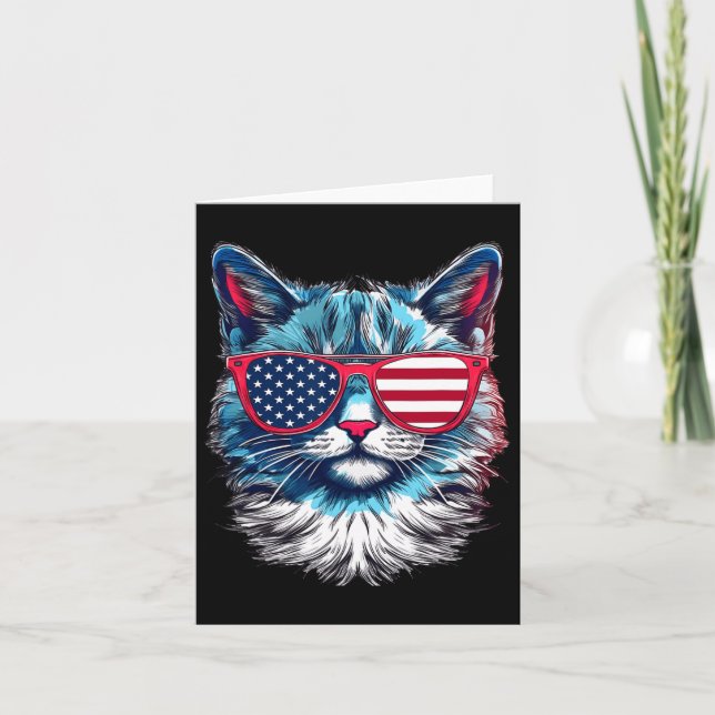 American Cat Sungles USA Flag 4. Juli Cat Grap Karte (Vorderseite)