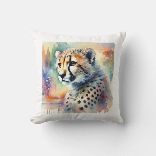 American cheetah painting 030724AREF113 - Watercol Kissen (Vorderseite)