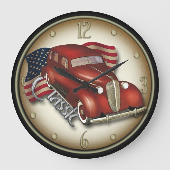 American Classic Car Wall Clock Große Wanduhr (Vorderseite)