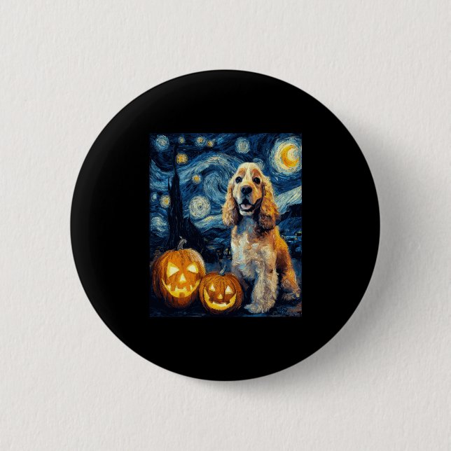 American Cocker Spanel Niedlich Hund Halloween Jac Button (Vorderseite)