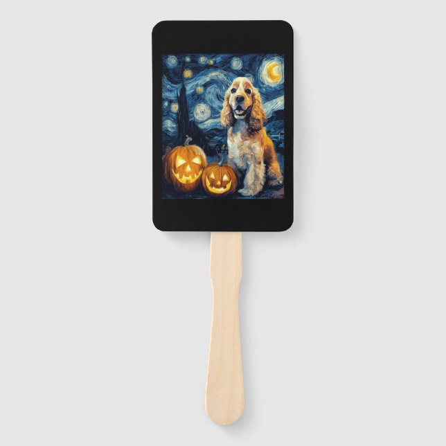 American Cocker Spaniel Cute Dog Halloween Jack O  Fächer (Vorderseite)