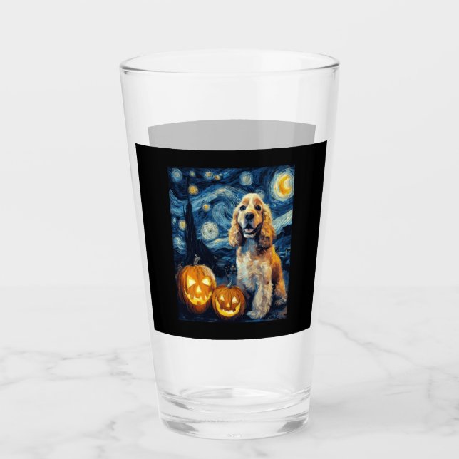 American Cocker Spaniel Cute Dog Halloween Jack O  Glas (Vorderseite)