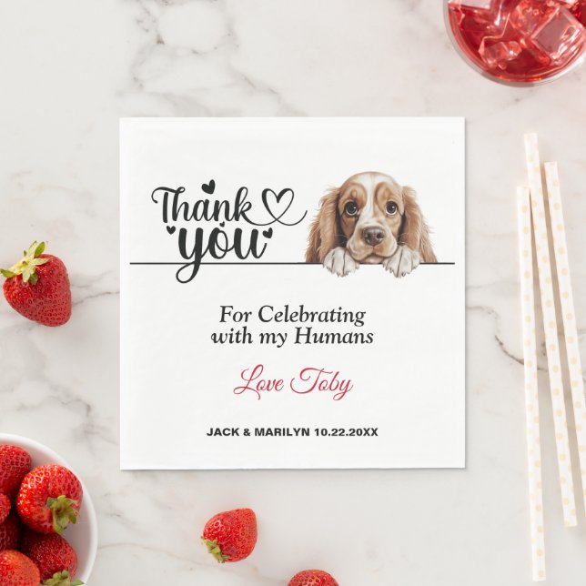 American Cocker Spaniel Dog Wedding Cocktail Serviette (Beispiel)