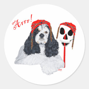 American Cocker Spaniel Pirat Runder Aufkleber