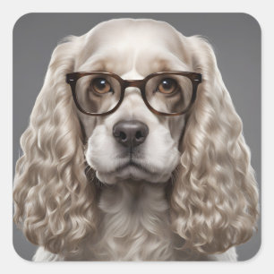 American Cocker Spaniel Quadratischer Aufkleber