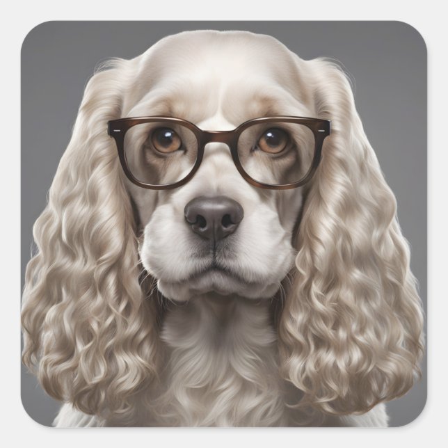 American Cocker Spaniel Quadratischer Aufkleber (Vorderseite)