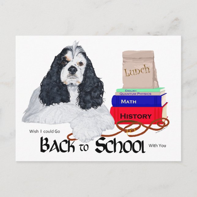 American Cocker Spanier zurück zur Schule Postkarte (Vorderseite)