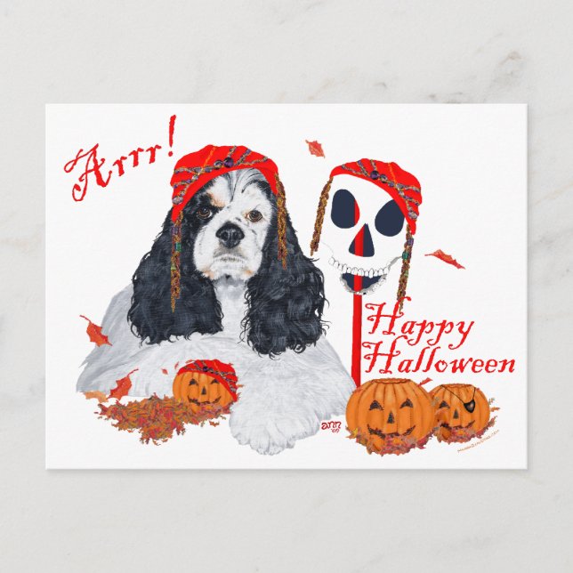 American Cocker Spanisch Halloween Postkarte (Vorderseite)