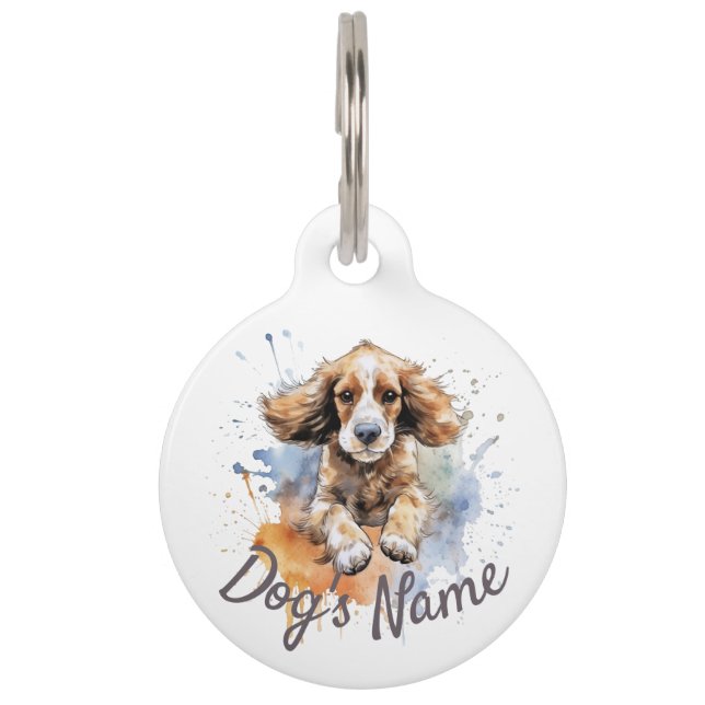 American Cocker Spanischer Welpe Haustiermarke (Vorderseite)