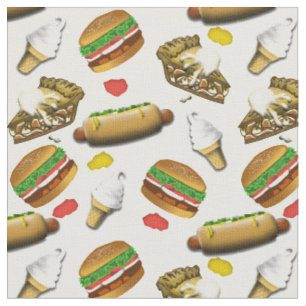 American Cookout Pattern - Burgers  Hunde Kuchen Stoff