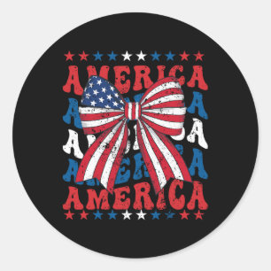 American Coquette Bow Patriotic Usa Flag Happy 4. Runder Aufkleber