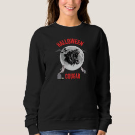 american cougar on halloween night with crows sweatshirt
