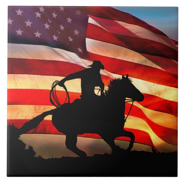 American Cowboy Art Tile Fliese (Vorderseite)