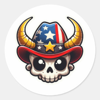 American Cowboy: Horned Skull, Cowboy Carrier Runder Aufkleber