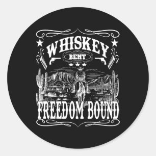 American Cowboy Whiskey Bent Freedom Bound Runder Aufkleber