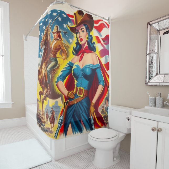 American Cowgirl Button-up Duschvorhang (Beispiel)