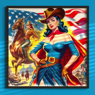 American Cowgirl Button-up Poster