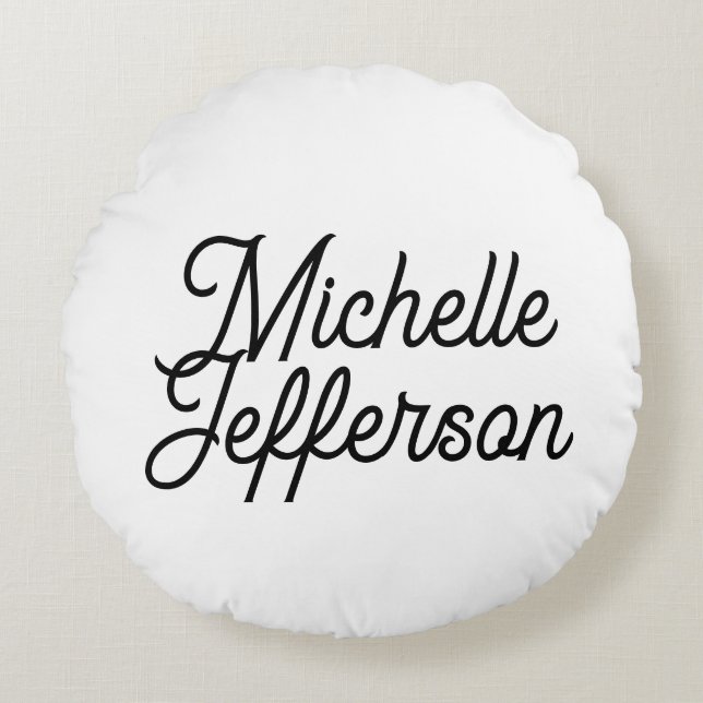 American Creative Trendy White Black Calligraphy Rundes Kissen (Vorderseite)