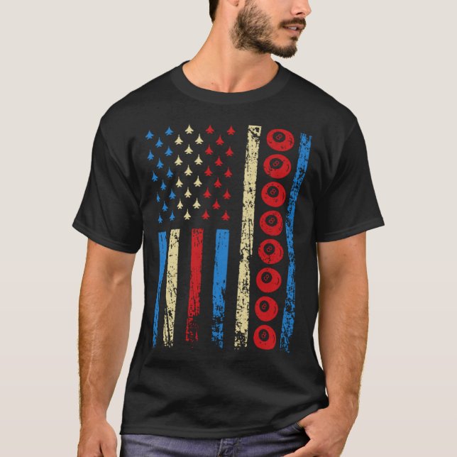American Cue Sports Flag 4th Of July Billiards Ath T-Shirt (Vorderseite)