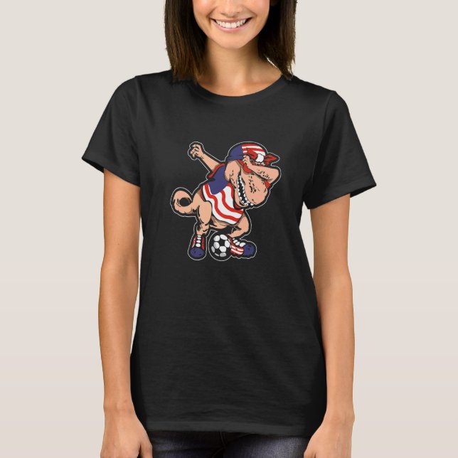 American Dabbing Soccer TRex Dino US Dab Soccer A T-Shirt (Vorderseite)