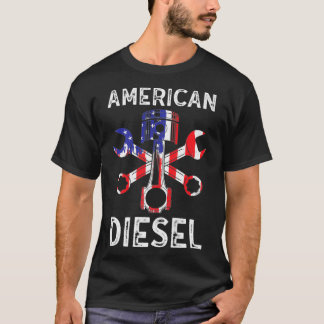 American Diesel American Flag Truck Mechanical T-Shirt