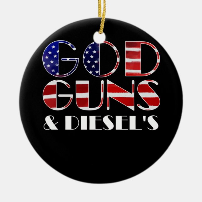 American Diesel Truck Eigentümer Gottes Gewehre &  Keramik Ornament (Vorne)