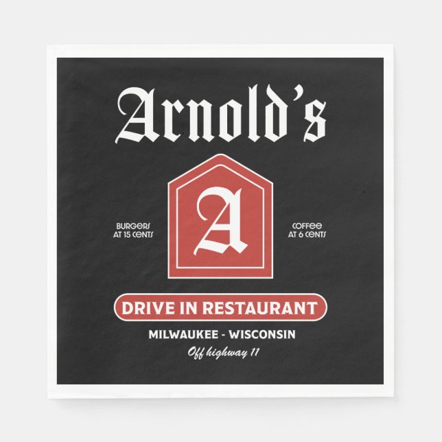 American Diner der 50er Jahre Serviette (Vorderseite)