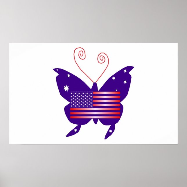 American Diva Butterfly in White I Poster (Vorne)