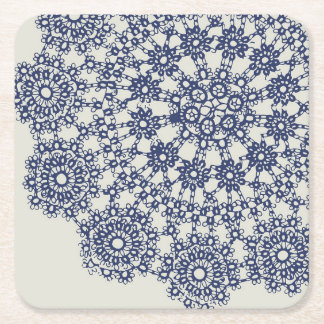 American Doily & Lace, 12, Blue On Cream Paper Pla Rechteckiger Pappuntersetzer
